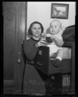 Sophie Levitt with adopted baby Charles William Horn, Los Angeles, 1935