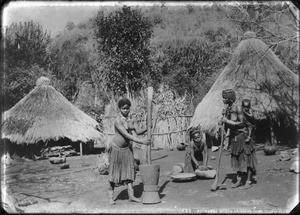 African women preparing food, southern Africa, ca. 1880-1914