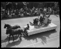 Spanish Galleon Float in the parade of the Old Spanish Days Festival, Santa Barbara, 1930