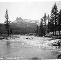 Postcard of Cathedral Peak and Tuolumne River, with note to son Kip, July 24, 1949