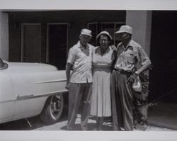 Fred L. and Georgiana Volkerts with a friend, about 1956