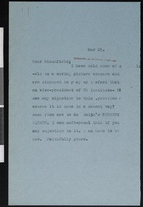 Hamlin Garland, letter, 1916-03-28, to Edwin Howland Blashfield