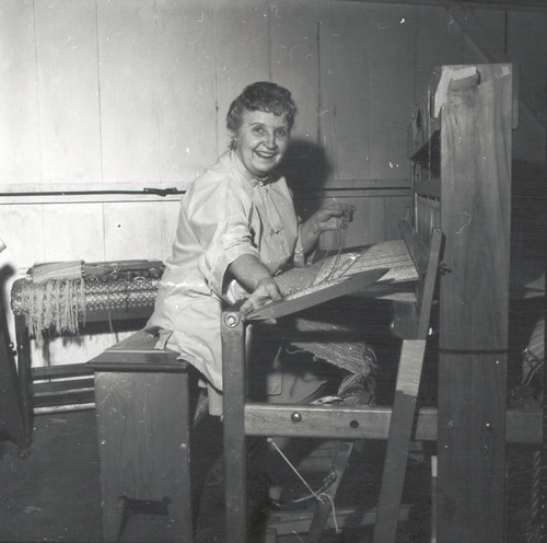 Woman weaving, Scripps College