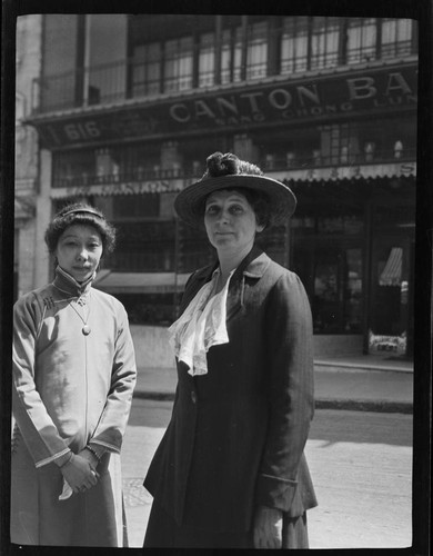 Grace Nicholson and unidentified woman in Chinatown, San Francisco