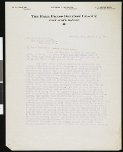 Benjamin Orange Flower, letter, 1916-03-29, to Hamlin Garland