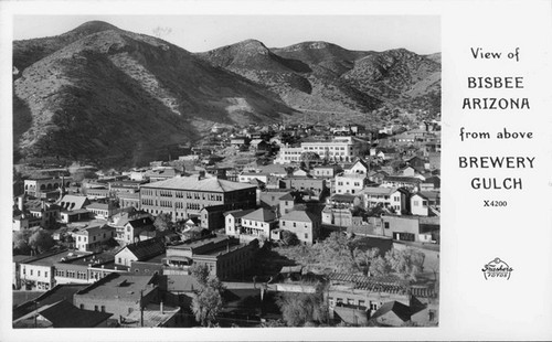 View of Bisbee Arizona from above Brewery Gulch