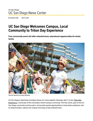 UC San Diego Welcomes Campus, Local Community to Triton Day Experience