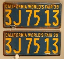 Set of California World's Fair license plates 3J7513