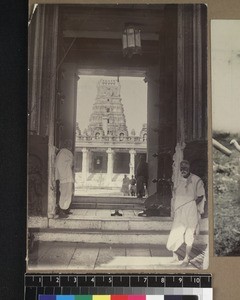 View through temple gates, India, ca. 1900-1910