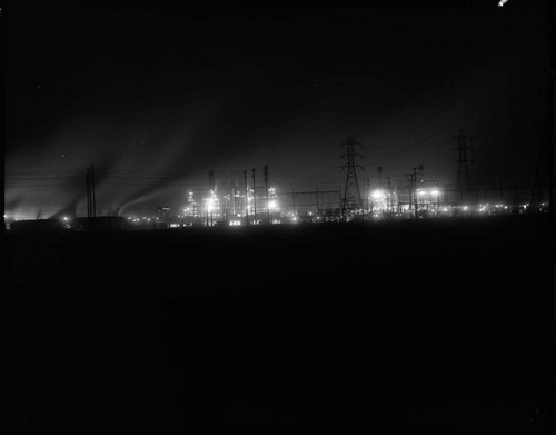 Alamitos Generating Station at night with 6 variants (3 are on 120 film)
