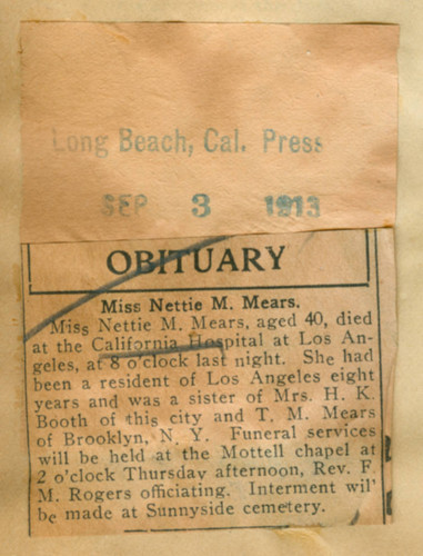 Obituary for Nettie Mears