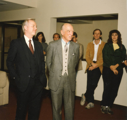 L to R: Dean Ron Phillips, George Page--guests are in the background (Color)