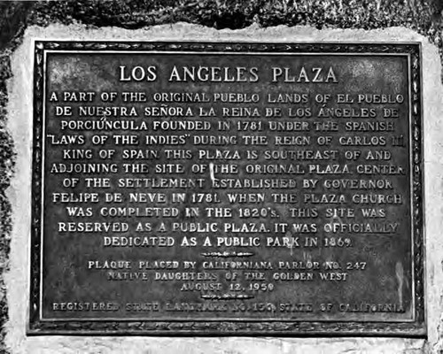 "Los Angeles Plaza" plaque