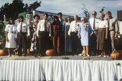 Owners of Clover Stornetta and their wives pose for a group photo during their open house held at the Clover Stornetta plant, 91 Lakeville Street, Petaluma, California, September 28, 1991