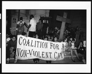 Anti-violence protesters from the Pasadena coalition, 1996