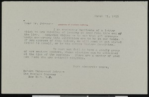 Hamlin Garland, letter, 1913-03-21, to Robert Underwood Johnson