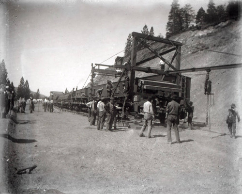 Laying rails for the Western Pacific Railroad at Quincy Junction