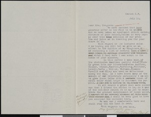 Hamlin Garland, letter, to Jessica G. Cosgrave