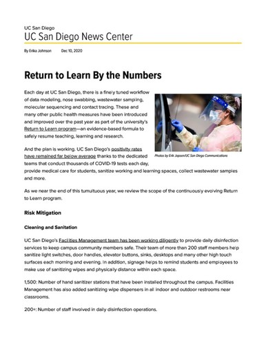 Return to Learn By the Numbers