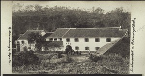Boys' boarding school and outhouse. 3: living quarters for the missionary and the chapel