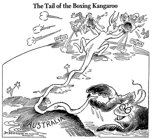 The tail of the boxing kangaroo
