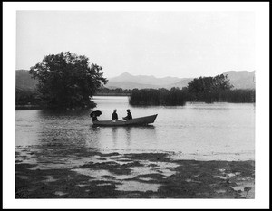 A rowboat on Johnston Lake, Pasadena, 1888