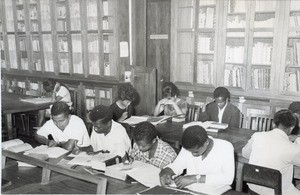Malagasy students working in the university's library in Antananarivo, Madagascar