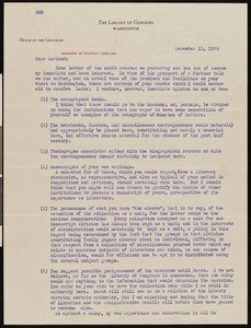 Herbert Putnam, letter, 1938-12-13, to Hamlin Garland