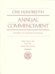 Commencement program, USC (100th: 1983: Alumni Memorial Park)