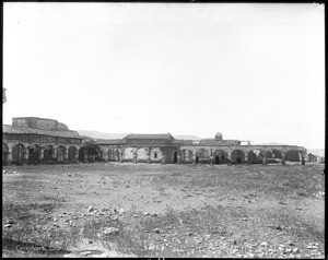 View of the corridors at Mission San Juan Capistrano, Orange County, California, ca.1900