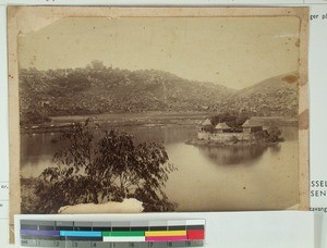 Lac Anosy seen from Isoraka with the Royal Palace in the background, Antananarivo, Madagascar, ca.1880