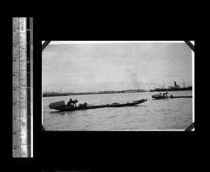 Narrow fishing boats, Shantou, Guangdong, China, ca.1921-1923