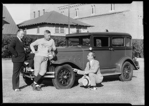Coach Jones and his car, Southern California, 1931