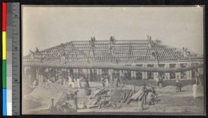Construction of school, China, ca.1920