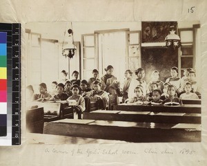 Girl pupils in classroom, Quanzhou, China, 1895