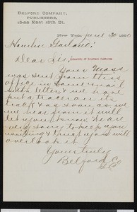 Belford Company, letter, 1890-06-30, to Hamlin Garland