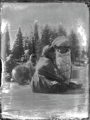 Indian woman and infant, Yosemite? [negative]
