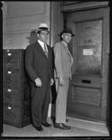 Indicted realtor Joseph Weinblatt and his attorney surrender to US Marshals, Los Angeles, 1934