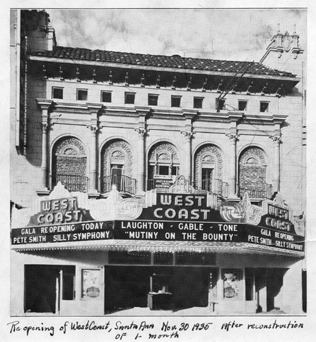 Reopening of West Coast Theater on November 30, 1935