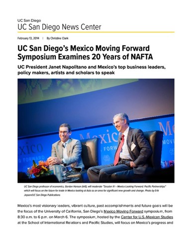 UC San Diego’s Mexico Moving Forward Symposium Examines 20 Years of NAFTA