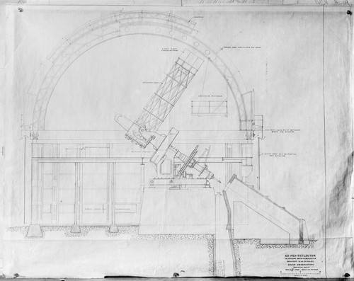 Blueprint for the 60-inch reflecting telescope and dome, Mount Wilson Observatory