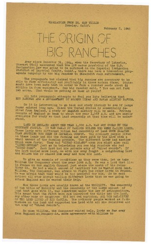 The origin of big ranches