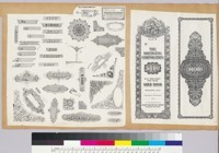 Album page with bank note vignettes with numbers, corners and geometric patterns, and The Dredging Corporation bond