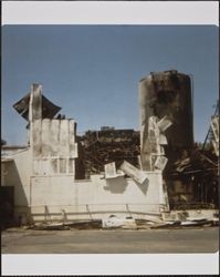 Aftermath of California Creamery fire, Baker Street and Western Avenue, Petaluma, California, August 20, 1975