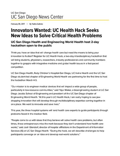 Innovators Wanted: UC Health Hack Seeks New Ideas to Solve Critical Health Problems