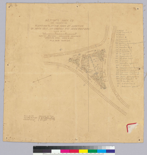 Planting Plan for Park at junction of Santa Cruz Aves, San Lorenzo, and Santa Ynez, San Francisco, 1917