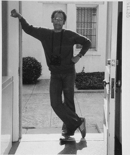 Douglas Cunningham, standing in the entrance to the photo lab for Mount Wilson Observatory, Pasadena