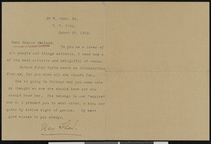 Mary Shaw, letter, 1912-03-27, to Hamlin Garland