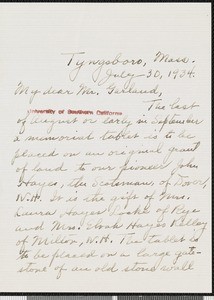 Katharine F. Richmond, letter, 1934-07-30, to Hamlin Garland