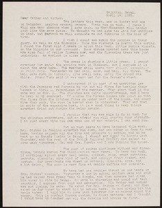 V.W. Peters, letter, 1929.4.14, Sajikol, Seoul, Korea, to Father and Mother, Rosemead, California, USA